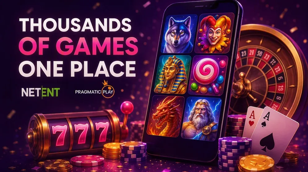 Casino game grid NetEnt Pragmatic Play logos
